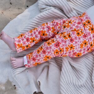orange retro flower legging