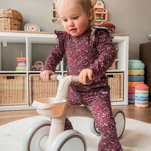 Handgemaakte bordeaux longsleeve met bloemenprint voor meisjes in maat 80 t/m 146