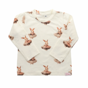 Handgemaakt kinder longsleeve t-shirt met konijn van Dieuw